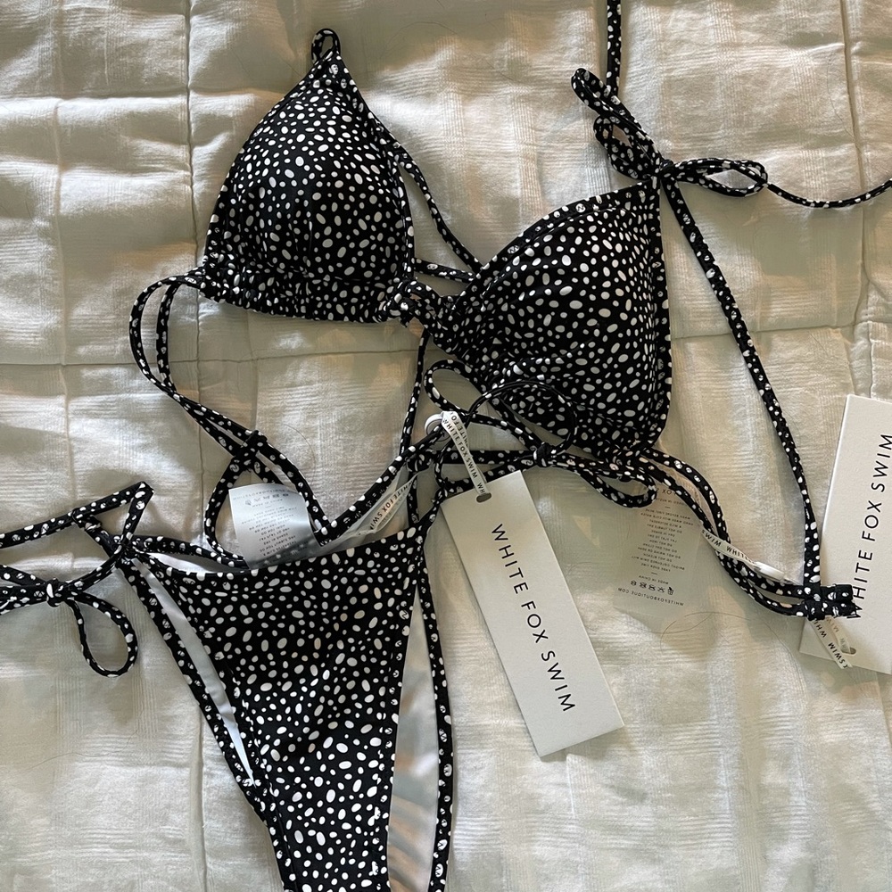 White Fox Swim black speckled bathing suit